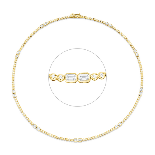 Collier 18 kt GG+WG, 18 Sm.schliff 1,78 ct, TW-si, 137 Brill. 1,26 ct, TW-si