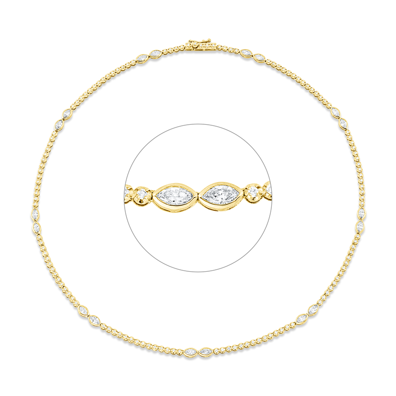 Collier 18 kt GG+WG, 18 Nav. 1,81 ct, TW-si, 125 Brill. 1,17 ct, TW-si