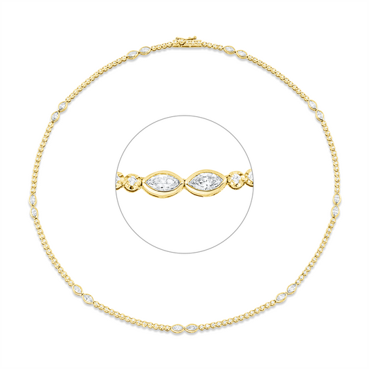 Collier 18 kt GG+WG, 18 Nav. 1,81 ct, TW-si, 125 Brill. 1,17 ct, TW-si
