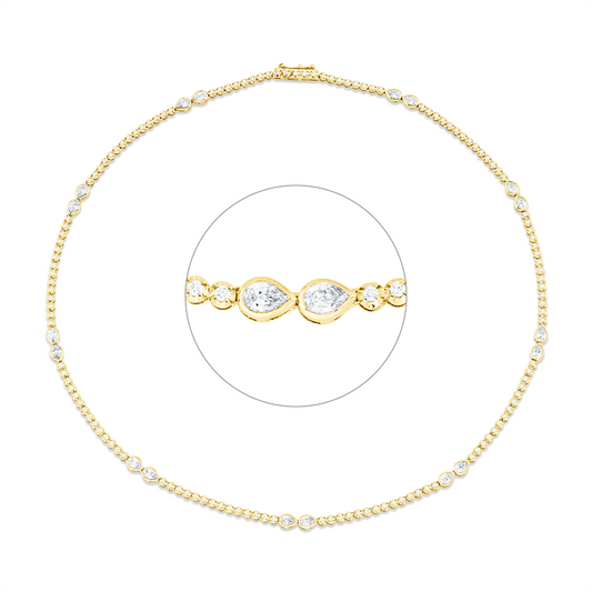 Collier 18 kt GG+WG, 18 Tropfen 1,99 ct, TW-si, 133 Brill. 1,24 ct, TW-si