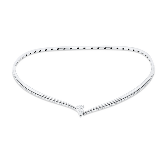 Collier 18 kt WG, 1 Tropfen 0,80 ct, TW-vsi, 108 Brill. 0,77 ct, TW-vsi