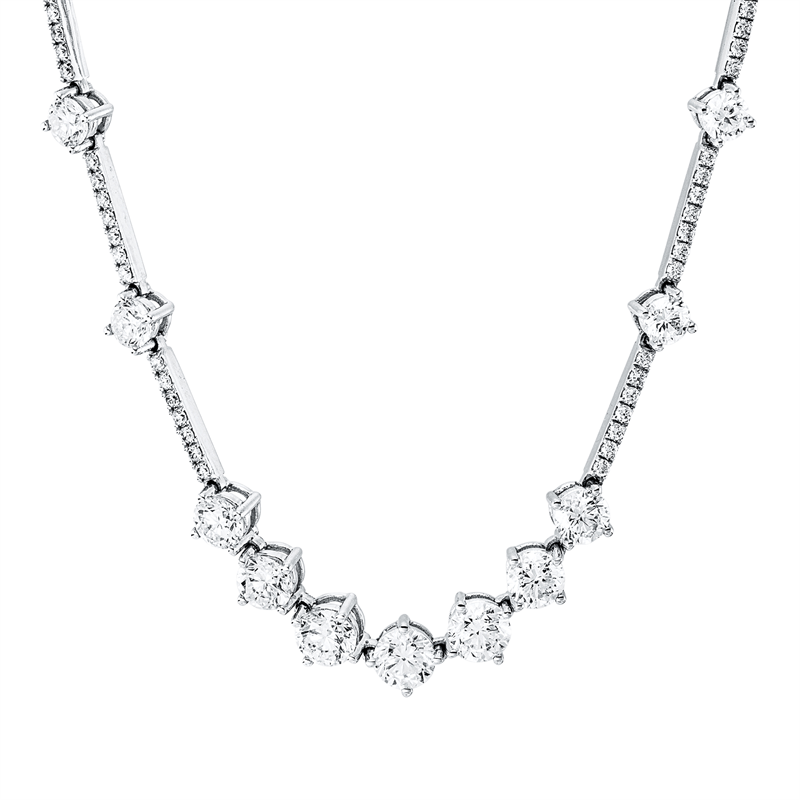Collier 14 kt WG, 38 Brill. 5,46 ct, TW-si, 3 Brill. 0,71 ct, TW-si, 188 Brill. 0,96 ct, TW-si