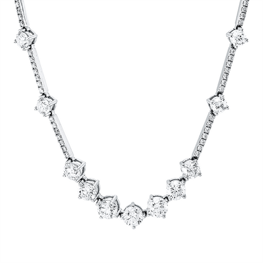 Collier 14 kt WG, 38 Brill. 5,46 ct, TW-si, 3 Brill. 0,71 ct, TW-si, 188 Brill. 0,96 ct, TW-si