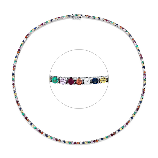Collier 18 kt WG, 23 Brill. 1,19 ct, TW-si, 89 Saphire 4,89 ct multicolor