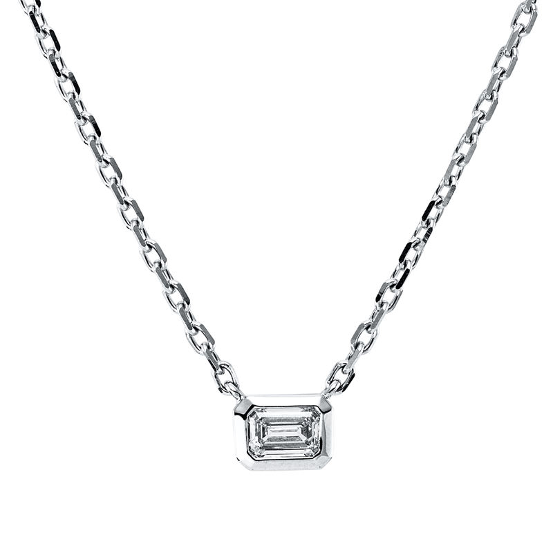 Collier 14 kt WG, mit ZÖ 40,6 cm, 1 Sm.schliff 0,23 ct, TW-vsi/si