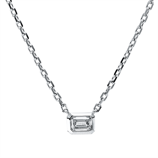 Collier 14 kt WG, mit ZÖ 40,6 cm, 1 Sm.schliff 0,23 ct, TW-vsi/si