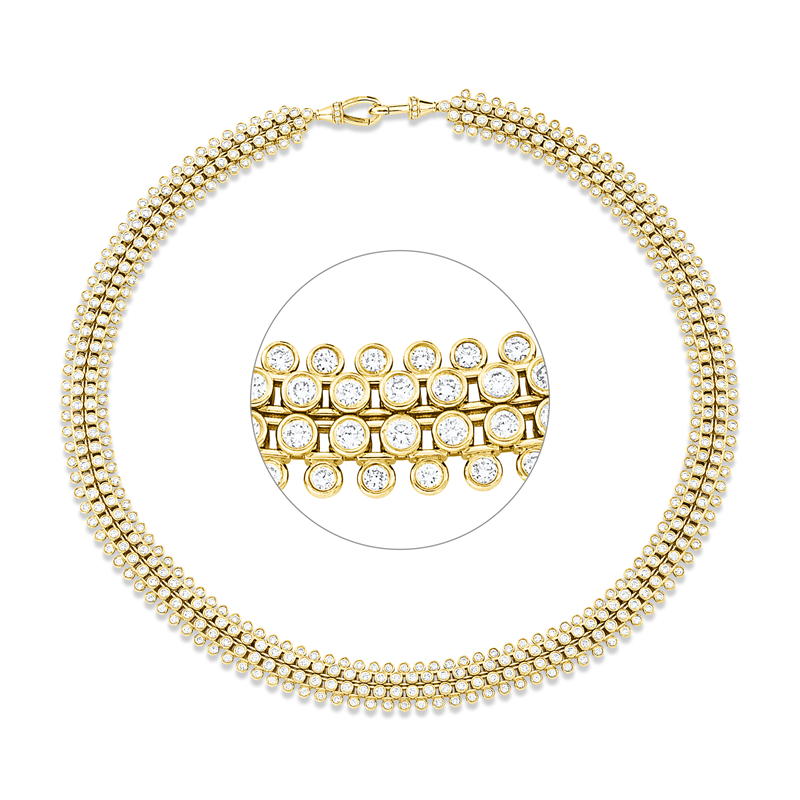 Collier 14 kt GG, 232 Brill. 4,25 ct, TW-si, 24 Brill. 0,15 ct, TW-si, 236 Brill. 6,09 ct, TW-si