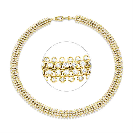 Collier 14 kt GG, 232 Brill. 4,25 ct, TW-si, 24 Brill. 0,15 ct, TW-si, 236 Brill. 6,09 ct, TW-si