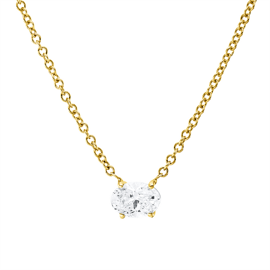 Collier 14 kt GG, 1 Oval 0,47 ct, TW-vsi/si