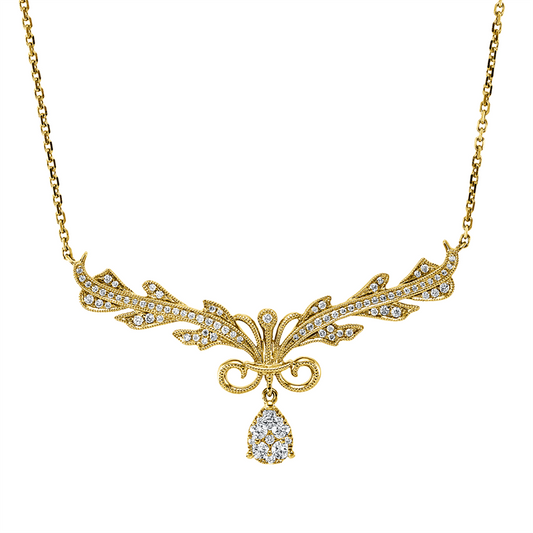 Collier 18 kt GG, mit ZÖ 41 cm + 43 cm, 91 Brill. 0,36 ct, TW-si/pi