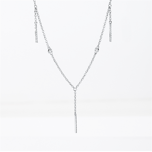 Collier 18 kt WG, 30 Dia. 0,07 ct, I-si, 4 Brill. 0,06 ct, I-si