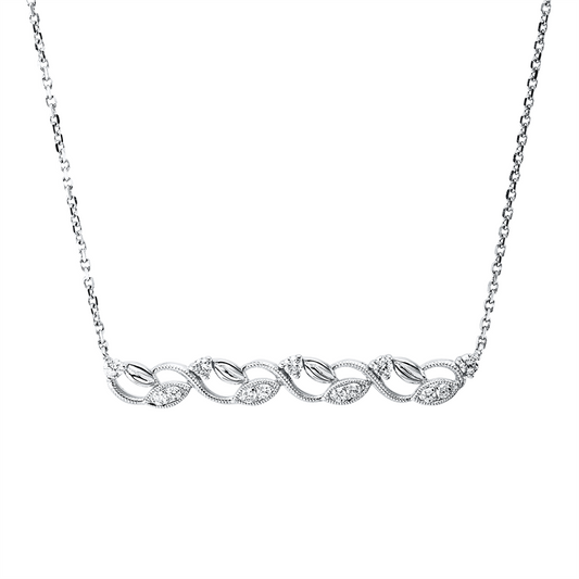 Collier 18 kt WG, mit ZÖ 41 cm + 43 cm, 13 Brill. 0,21 ct, TW-si/pi