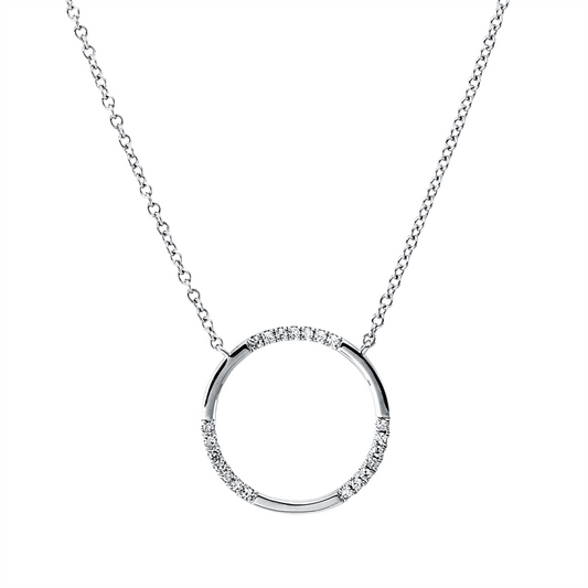 Collier 18 kt WG, mit ZÖ 40,5 cm + 43 cm, 21 Brill. 0,07 ct, TW-si