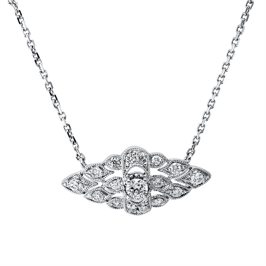 Collier 18 kt WG, mit ZÖ 40,5 cm + 43 cm, 1 Brill. 0,11 ct, TW-si/pi, 18 Brill. 0,26 ct, TW-si/pi