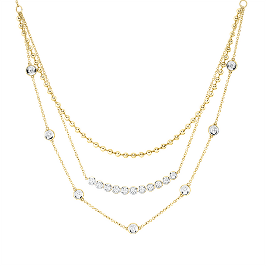 Collier 14 kt GG+WG, mit ZÖ 42 cm, 18 Brill. 1,03 ct, TW-si