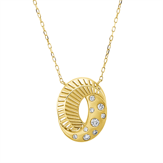 Collier 14 kt GG, mattiert , mit ZÖ 41 cm + 43,5, 2 Brill. 0,07 ct, 6 Brill. 0,09 ct, 1 Brill. 0,06 ct, TW-si