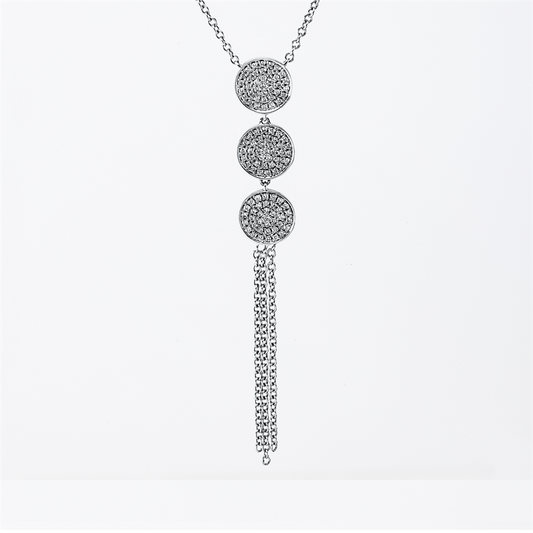 Collier 18 kt WG, mit ZÖ 41 cm + 43 cm, 111 Brill. 0,21 ct, TW-si