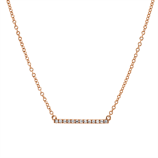 Collier 18 kt RG, mit ZÖ 40,5 cm + 43 cm, 13 Brill. 0,06 ct, TW-vsi/si