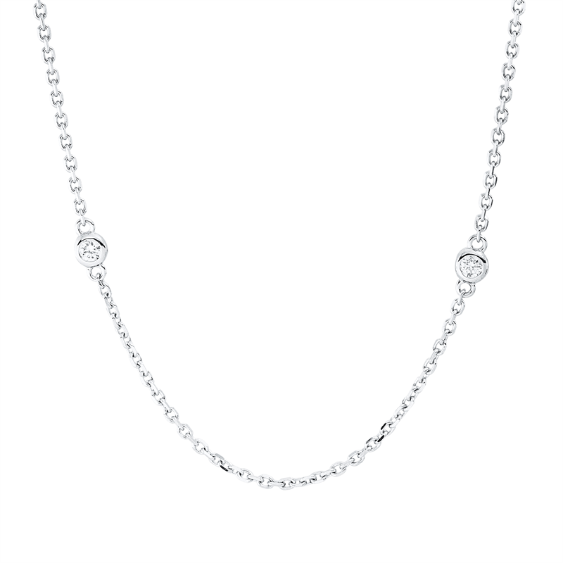 Collier 18 kt WG, mit ZÖ 40.6 cm + 43.2 cm, 8 Brill. 0,29 ct, TW-si