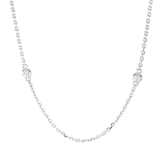 Collier 18 kt WG, mit ZÖ 40.6 cm + 43.2 cm, 8 Brill. 0,29 ct, TW-si