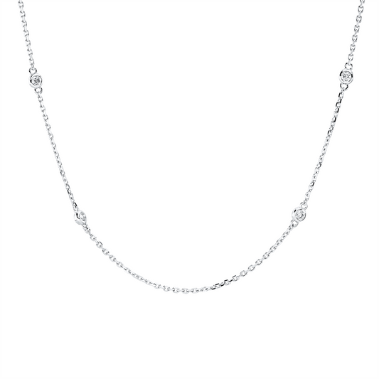 Collier 18 kt WG, mit ZÖ 40.6 cm + 43.2 cm, 8 Brill. 0,29 ct, TW-si