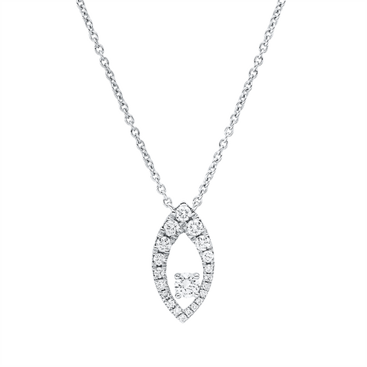 Collier 18 kt WG, mit ZÖ 42 cm, 23 Brill. 0,36 ct, TW-vsi