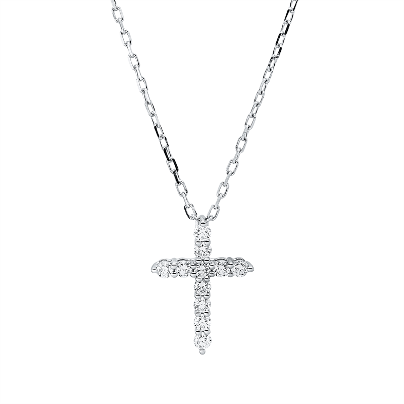 Collier 18 kt WG, mit ZÖ 42 cm, 11 Brill. 0,23 ct, TW-vsi