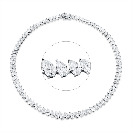Collier 18 kt WG, 82 Tropfen 38,63 ct, TW-si, 1 Tropfen 1,01 ct, TW-si