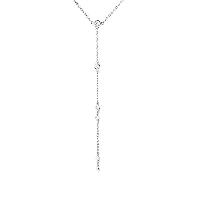 Collier 18 kt WG, adjustable, 8 Brill. 0,59 ct, TW-si