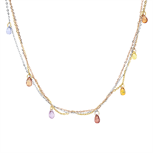 Collier 18 kt WG+GG+RG, 10 Saphire 5,20 ct multicolor