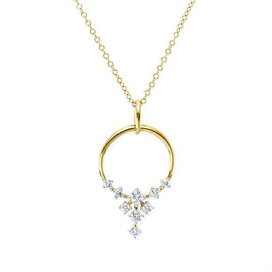 Collier 18 kt GG+WG, mit ZÖ 40 cm + 43 cm, 9 Brill. 0,27 ct, I-si