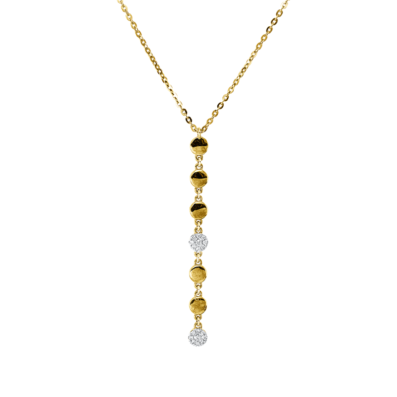 Collier 18 kt GG, Fassung rhodiniert, 18 Brill. 0,09 ct, I-si