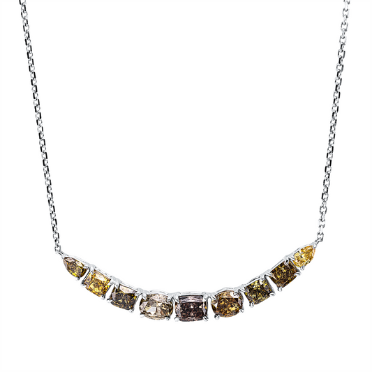 Collier 18 kt WG, mit ZÖ 40,6 cm, 9 Fant-Schl. 2,78 ct, braun