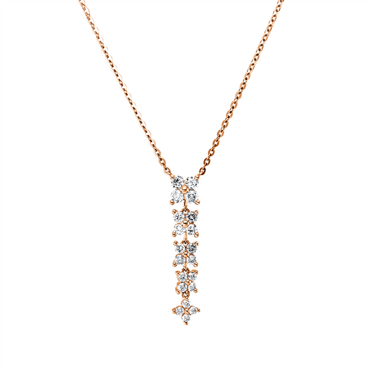 Collier 18 kt RG, mit ZÖ 40 cm + 43 cm, 20 Brill. 0,86 ct, I-si