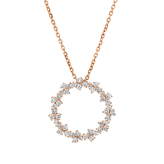 Collier 18 kt RG, mit ZÖ 43,0 cm + 40,0 cm, 44 Brill. 1,13 ct, I-si