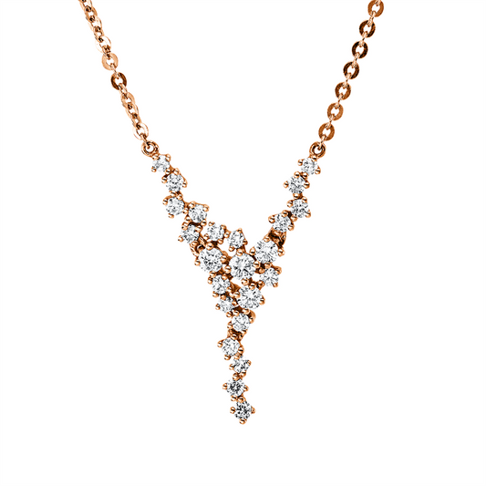 Collier 18 kt RG, mit ZÖ 40 cm + 43 cm, 23 Brill. 0,40 ct, I-si