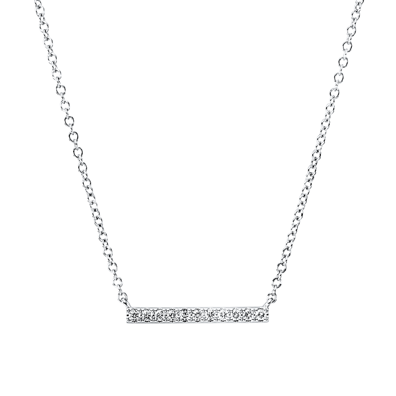Collier 14 kt WG, mit ZÖ 40 cm + 43 cm, 11 Brill. 0,15 ct, W-si