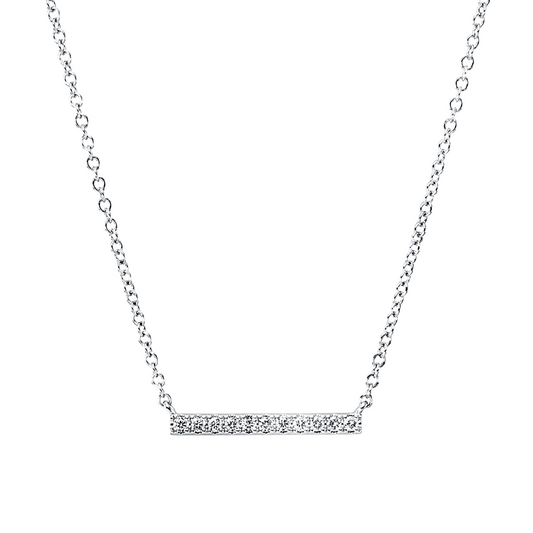 Collier 14 kt WG, mit ZÖ 40 cm + 43 cm, 11 Brill. 0,15 ct, W-si