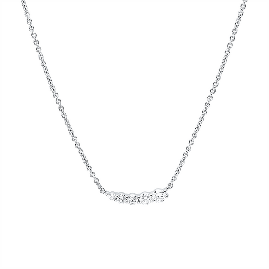Collier 14 kt WG, mit ZÖ 40 cm + 43 cm, 5 Brill. 0,30ct, W-si