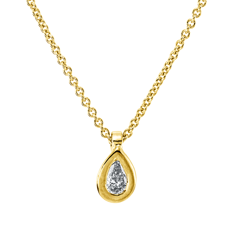 Collier 18 kt GG, mit ZÖ 42 cm, 1 Tropfen 0,10 ct, TW-si