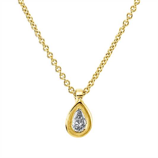 Collier 18 kt GG, mit ZÖ 42 cm, 1 Tropfen 0,10 ct, TW-si