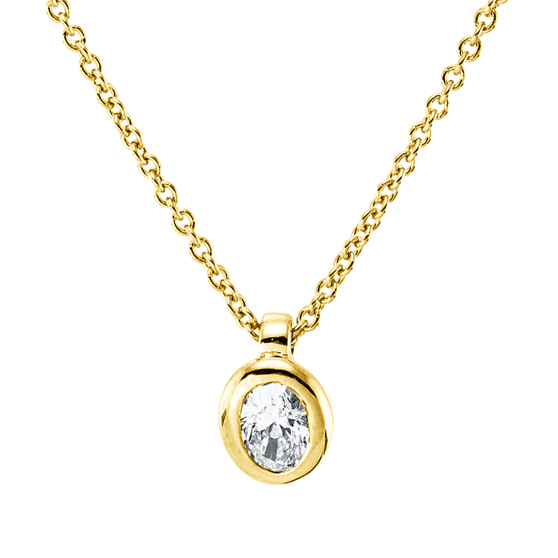 Collier 18 kt GG, mit ZÖ 42 cm, 1 Oval 0,12 ct, TW-si