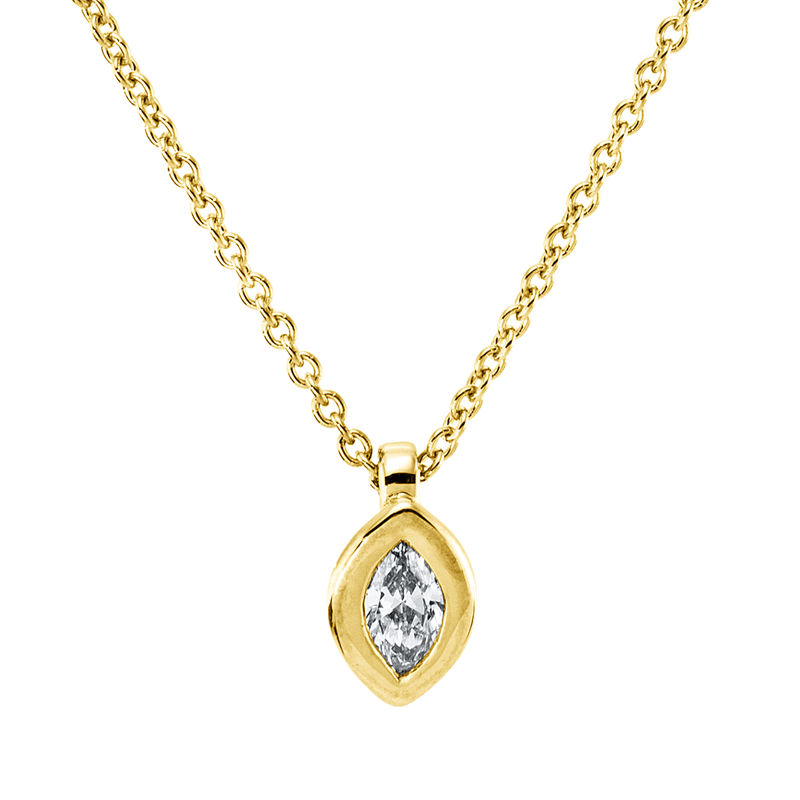 Collier 18 kt GG, mit ZÖ 42 cm, 1 Nav. 0,11 ct, TW-si