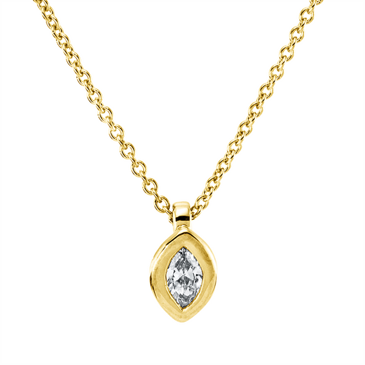 Collier 18 kt GG, mit ZÖ 42 cm, 1 Nav. 0,10 ct, TW-si