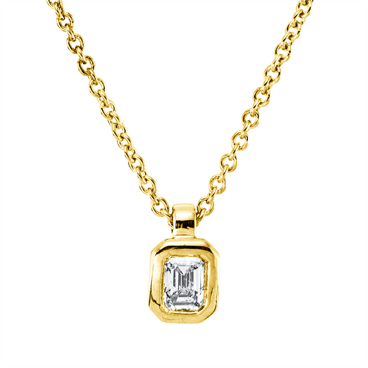 Collier 18 kt GG, mit ZÖ 42 cm, 1 Sm.schliff 0,09 ct, TW-si