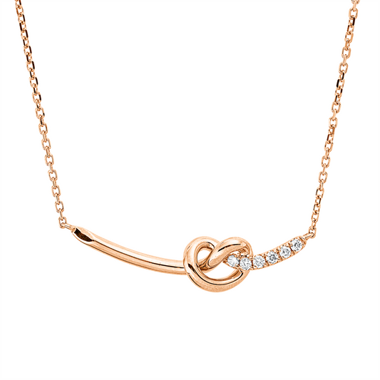 Collier 18 kt RG, mit ZÖ 40,6 cm, 6 Brill. 0,07 ct, TW-si