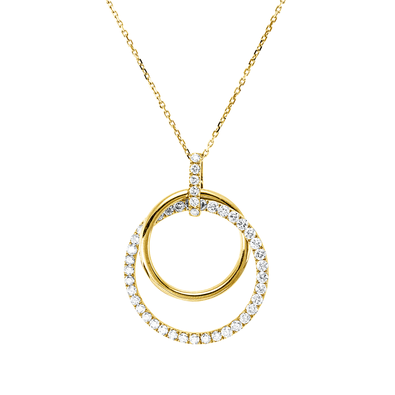 Collier 18 kt GG, mit ZÖ 41 cm + 43,5 cm, 25 Brill. 0,76 ct, TW-si, 19 Brill. 0,39 ct, TW-si
