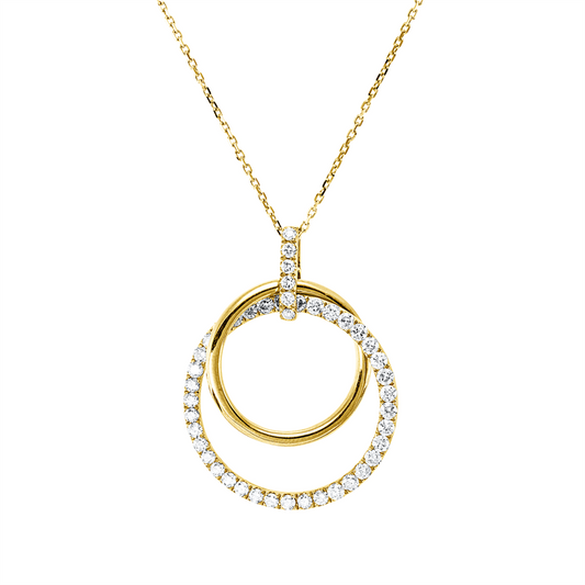 Collier 18 kt GG, mit ZÖ 41 cm + 43,5 cm, 25 Brill. 0,76 ct, TW-si, 19 Brill. 0,39 ct, TW-si