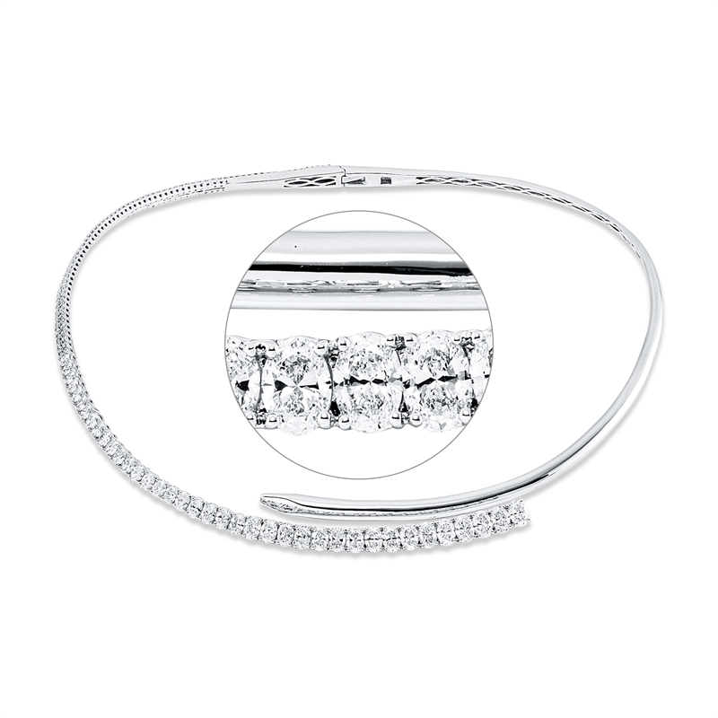Collier 18 kt WG, 38 Oval 6,32 ct, D/F-vsi/si, 139 Brill. 1,99 ct, D/F-vsi/si