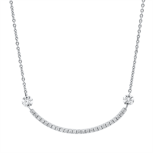 Collier 18 kt WG, mit ZÖ 40 cm + 42 cm, 27 Brill. 0,48 ct, TW-si